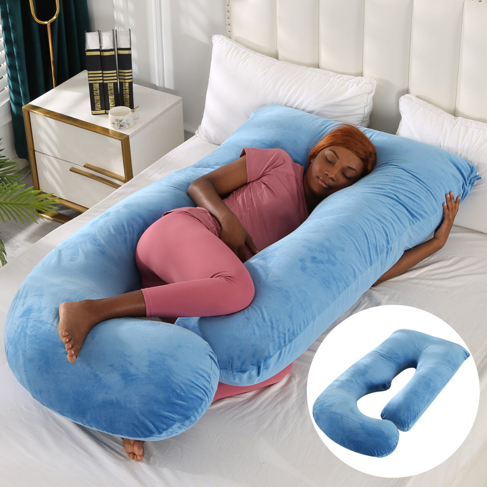 Pregnant women's pillow waist protection side sleeping slope pillow J-shaped pregnancy sleeping pillow