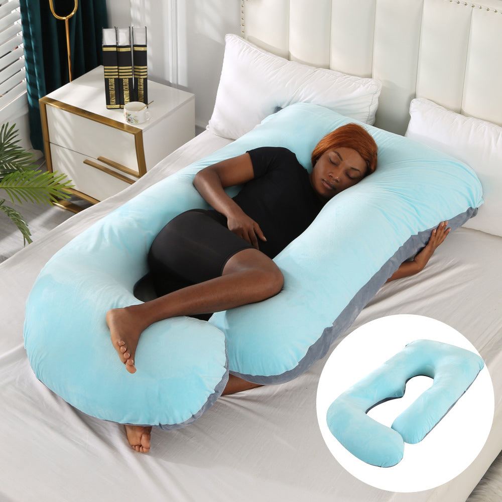 Pregnant women's pillow waist protection side sleeping slope pillow J-shaped pregnancy sleeping pillow