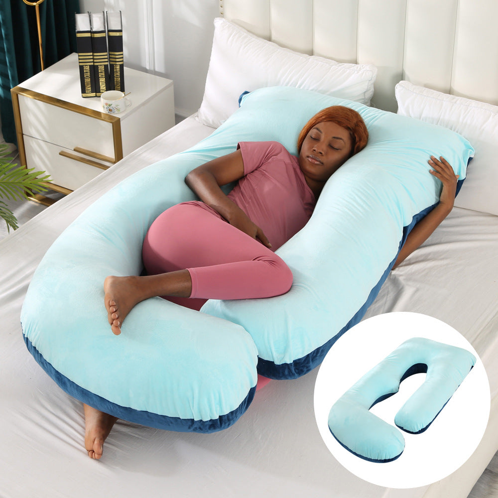 Pregnant women's pillow waist protection side sleeping slope pillow J-shaped pregnancy sleeping pillow