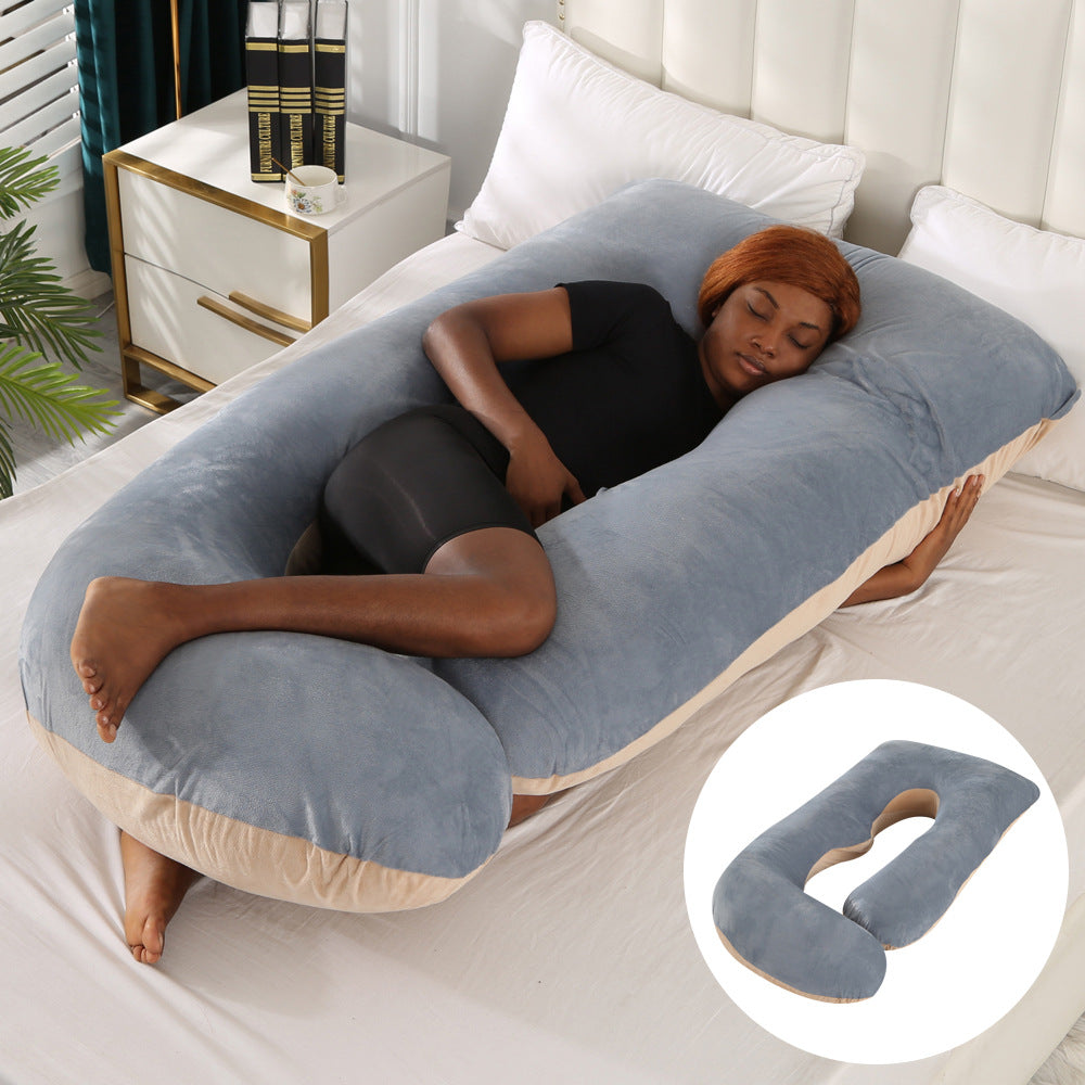 Pregnant women's pillow waist protection side sleeping slope pillow J-shaped pregnancy sleeping pillow