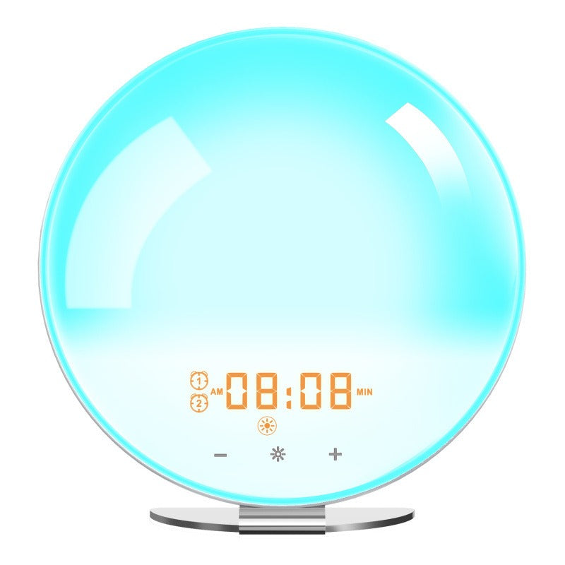 FM radio smart alarm clock simulates sunrise and sunset to wake up and sleep with lights and colorful atmosphere lights