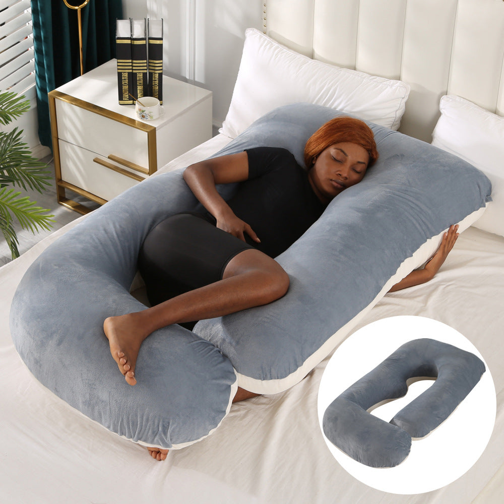 Pregnant women's pillow waist protection side sleeping slope pillow J-shaped pregnancy sleeping pillow