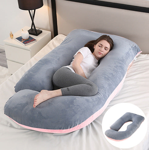 Pregnant women's pillow waist protection side sleeping slope pillow J-shaped pregnancy sleeping pillow