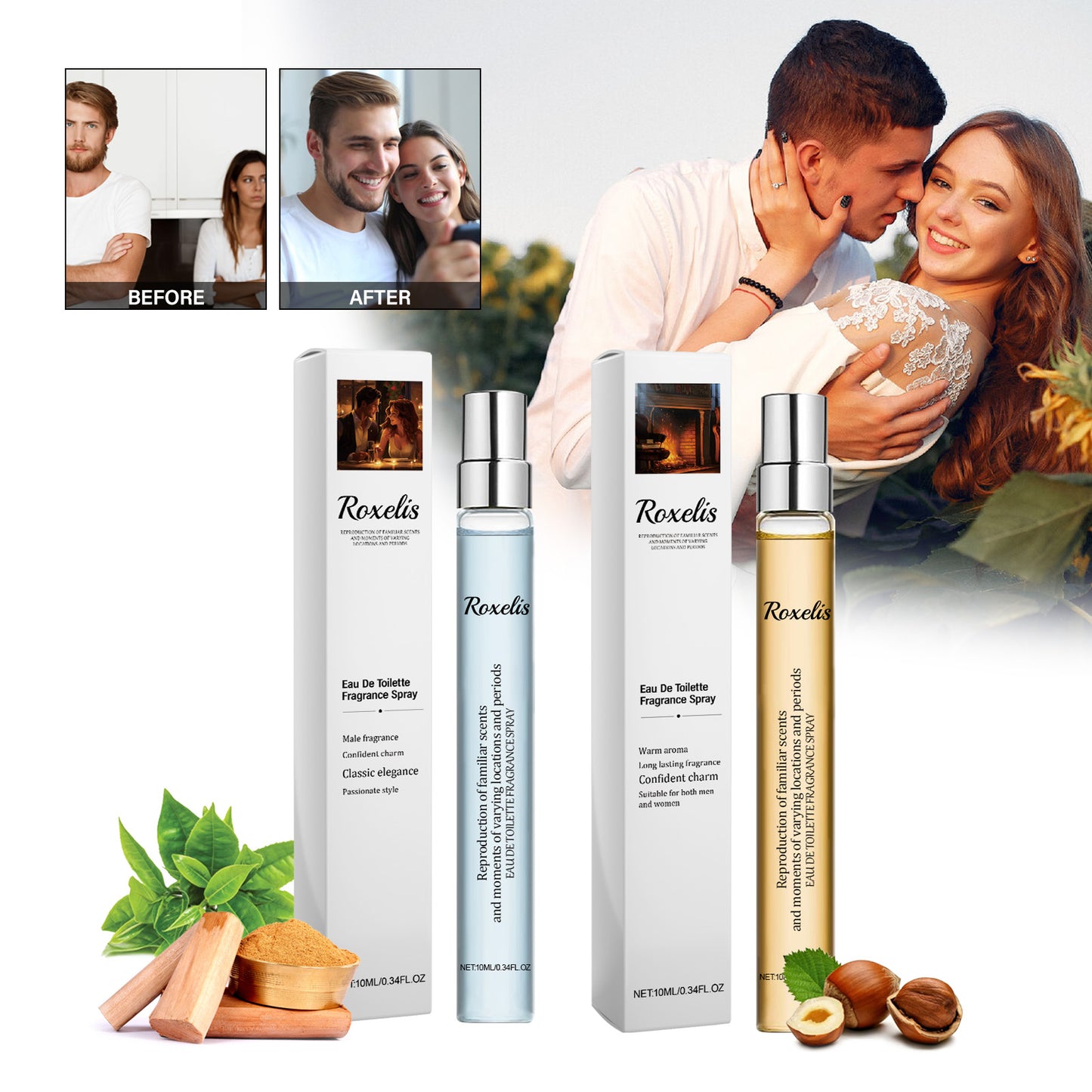 Eau De Toilette Fragrance Spray, Men And Women Long-Lasting Light Fragrance Fresh Natural Couple Dating Exudes Charming Atmosphere Sandalwood Perfume