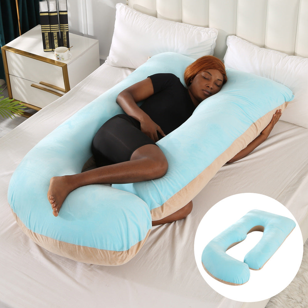 Pregnant women's pillow waist protection side sleeping slope pillow J-shaped pregnancy sleeping pillow