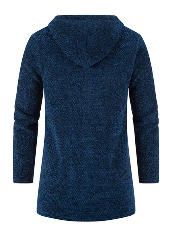 Men's casual zipper hooded cardigan