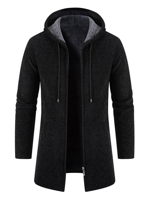 Men's casual zipper hooded cardigan