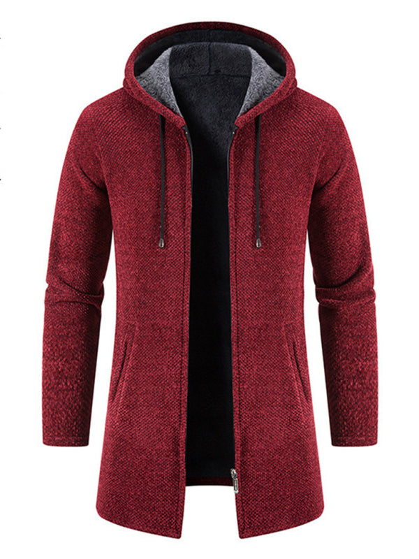 Men's casual zipper hooded cardigan