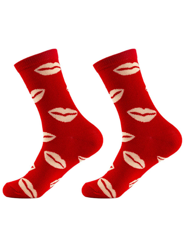 New Valentine's Day Series Mid-calf Socks Knitted Jacquard Cotton Socks Heart Pattern