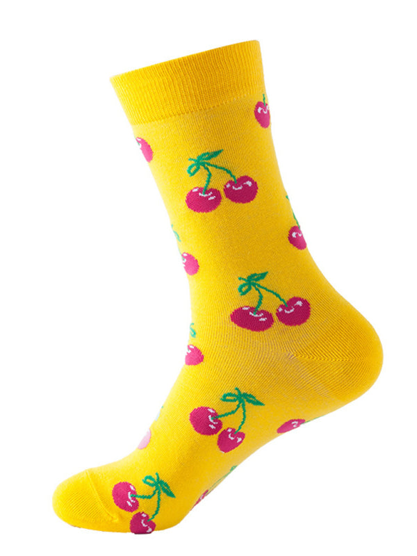 New trendy and fun fruit pattern mid-calf socks