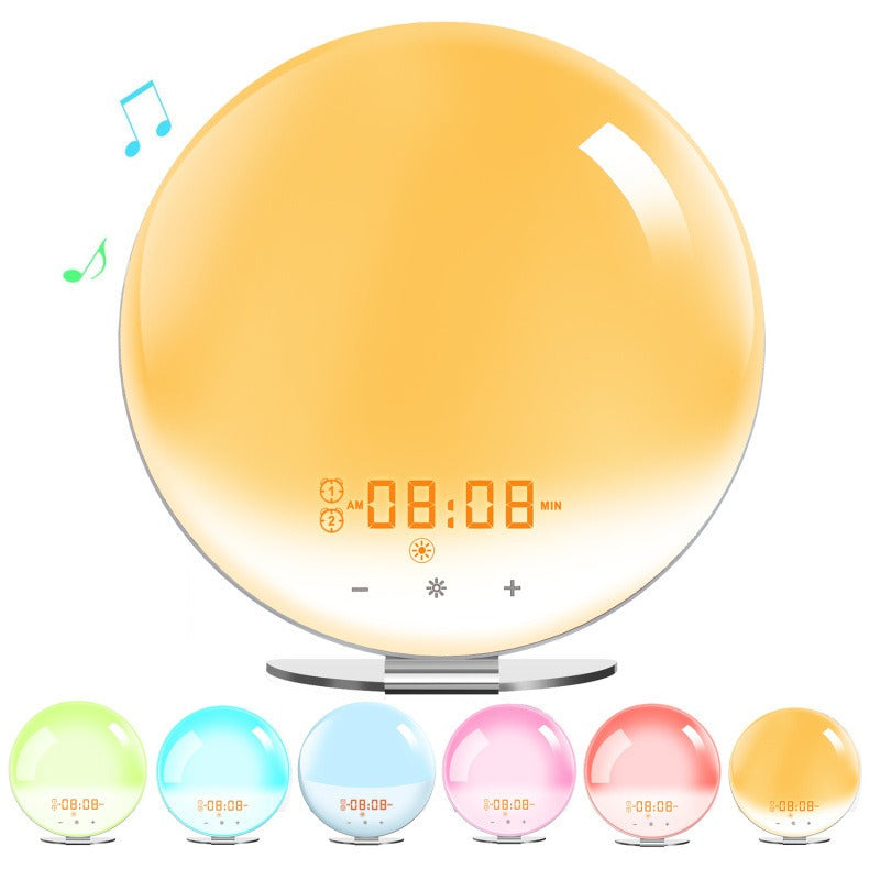 FM radio smart alarm clock simulates sunrise and sunset to wake up and sleep with lights and colorful atmosphere lights