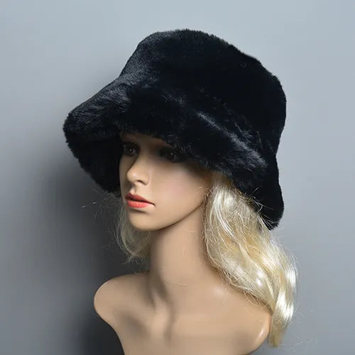New Style Fake Rabbit Fur Hats Super Soft Women Winter Hat Cotton Lining Warm Russian Fashion Ski Beanies Plush Solid Color